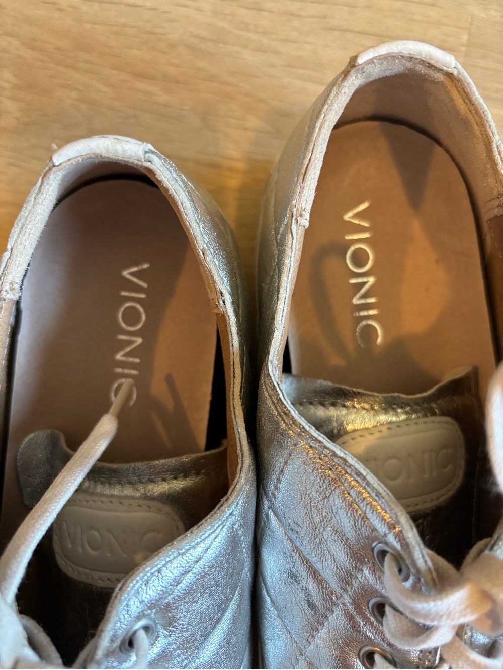 Vionic Quilted Metallic Lace-Up Sneakers in Silver - Picture 8 of 10